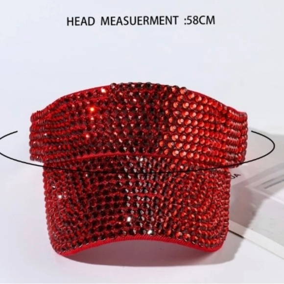 Stunning Red Bling Visors Rhinestones Sport Sun Visor Caps Adjustable - Picture 8 of 11